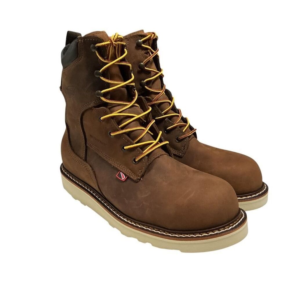 Red Wing Men Lace-up Steel Toe Work Boots 8 Brown Waterproof Slip Oil Resistant
